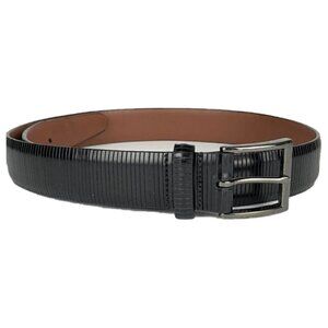 Brighton Black Textured Leather Gunmetal Belt 34